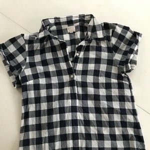J Crew Gingham short sleeve popover shirt
